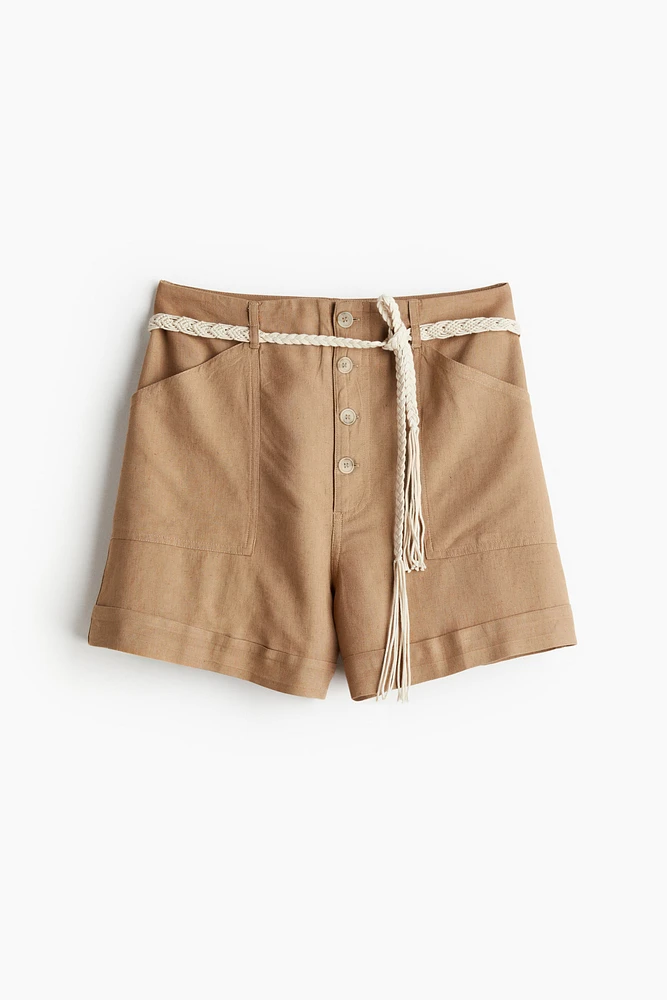 Cargo Shorts with Macramé Belt