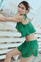 Beach Shorts with Eyelet Embroidery