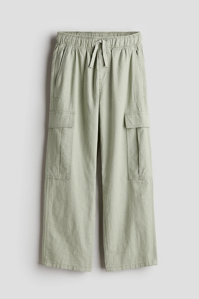 Pantalon de jogging cargo en lin mélangé