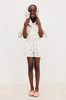 Printed cotton twill shorts