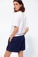 MAMA Drawstring Denim Shorts