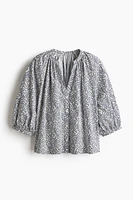 Balloon-sleeved poplin blouse