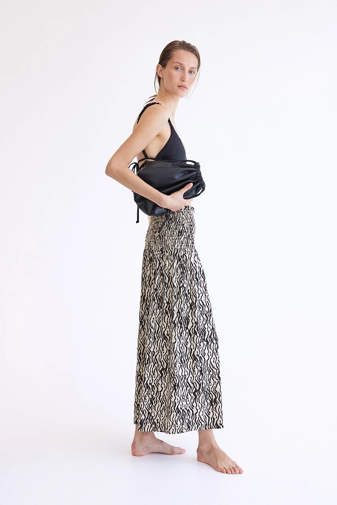 Smocked-waist Maxi Skirt