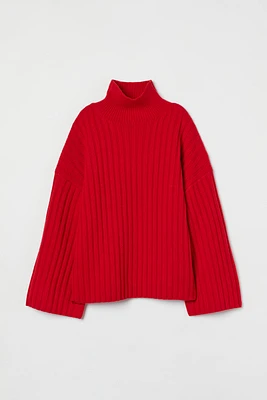 Rib-knit Wool Sweater