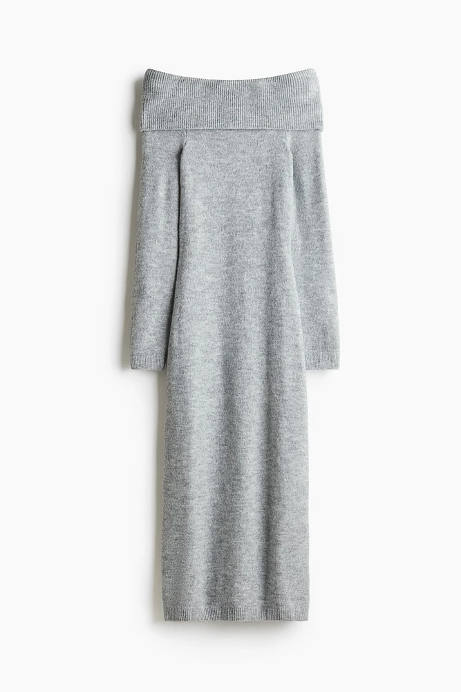 Off-the-Shoulder Fine-Knit Dress
