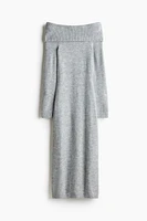 Off-the-Shoulder Fine-Knit Dress