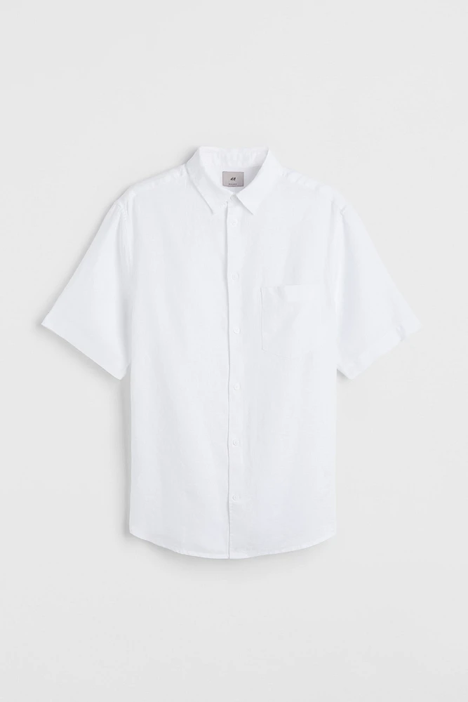 Regular Fit Short-sleeved Linen Shirt