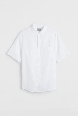 Regular Fit Short-sleeved Linen Shirt