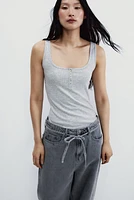 Ribbed Button-top Tank Top