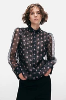 Puff-Sleeved Organza Shirt