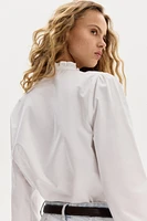 Ruffle-trimmed Oxford Blouse