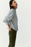 Ruffle-Trimmed Twill Blouse