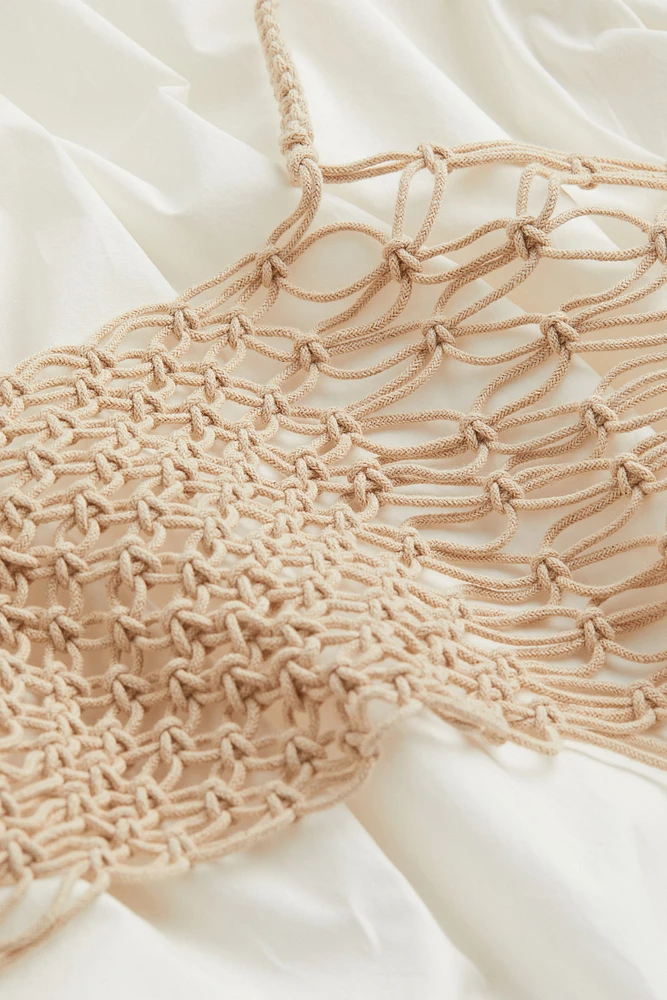 Macramé-detail Poplin Dress