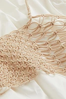 Macramé-detail Poplin Dress