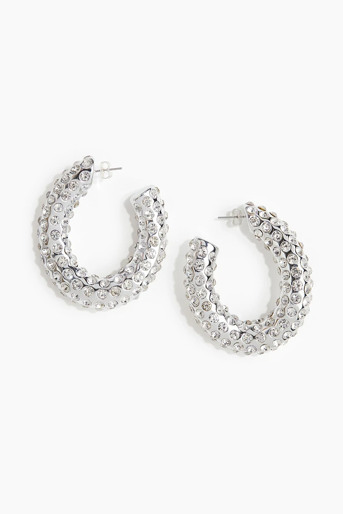 Rhinestone-embellished Hoop Earrings