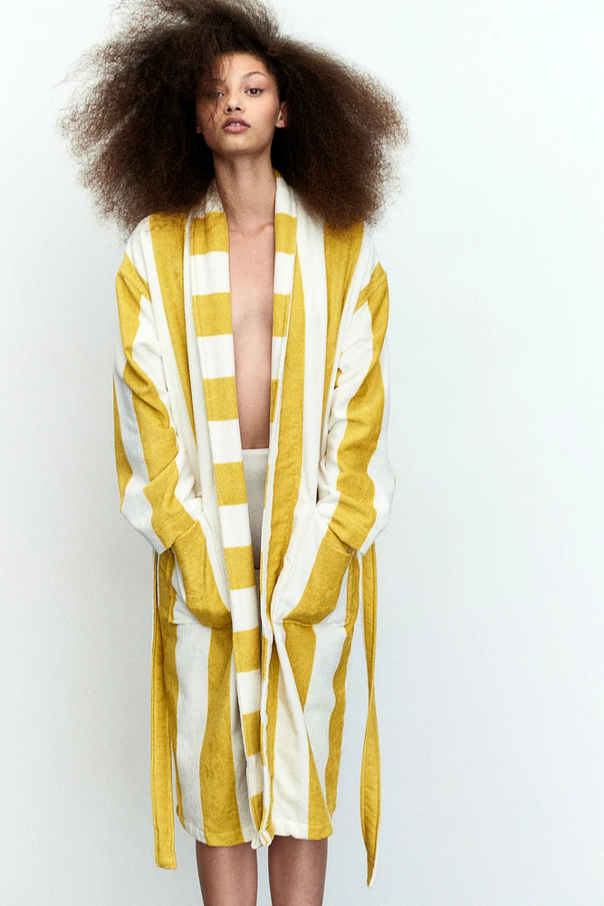 Striped Cotton Terry Bathrobe