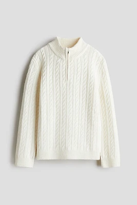 Cable-Knit Half-Zip Sweater