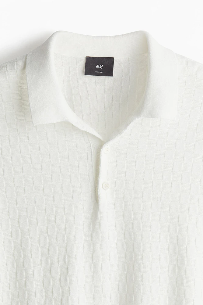 Slim Fit Textured-knit Polo Shirt