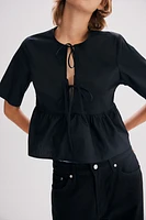 Tie-front Poplin Blouse