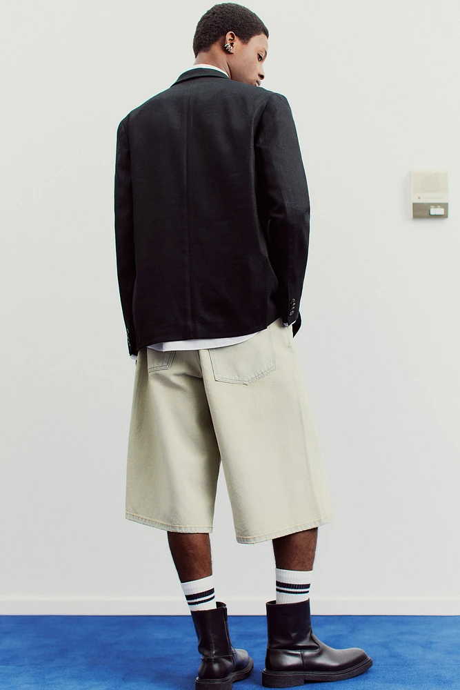 Relaxed-Fit Double-Breasted Linen-Blend Jacket