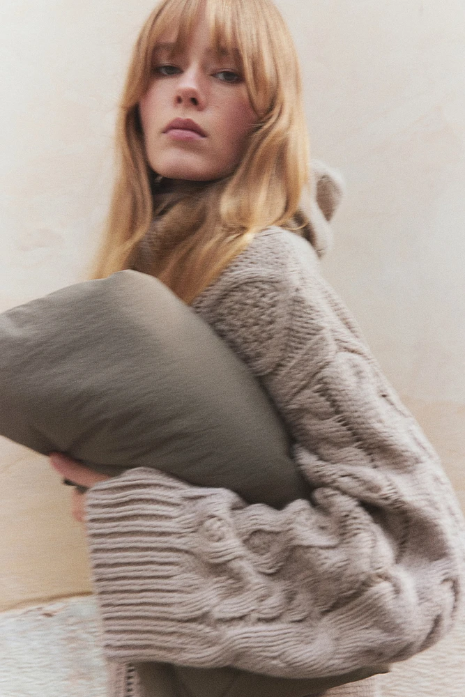 Cable-Knit Turtleneck Sweater