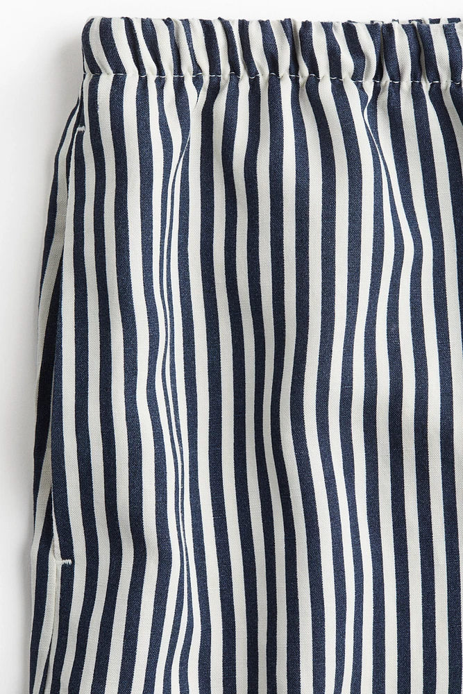 Short en lin mélangé avec cordon de serrage
