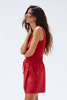 Linen-Blend Drawstring Shorts