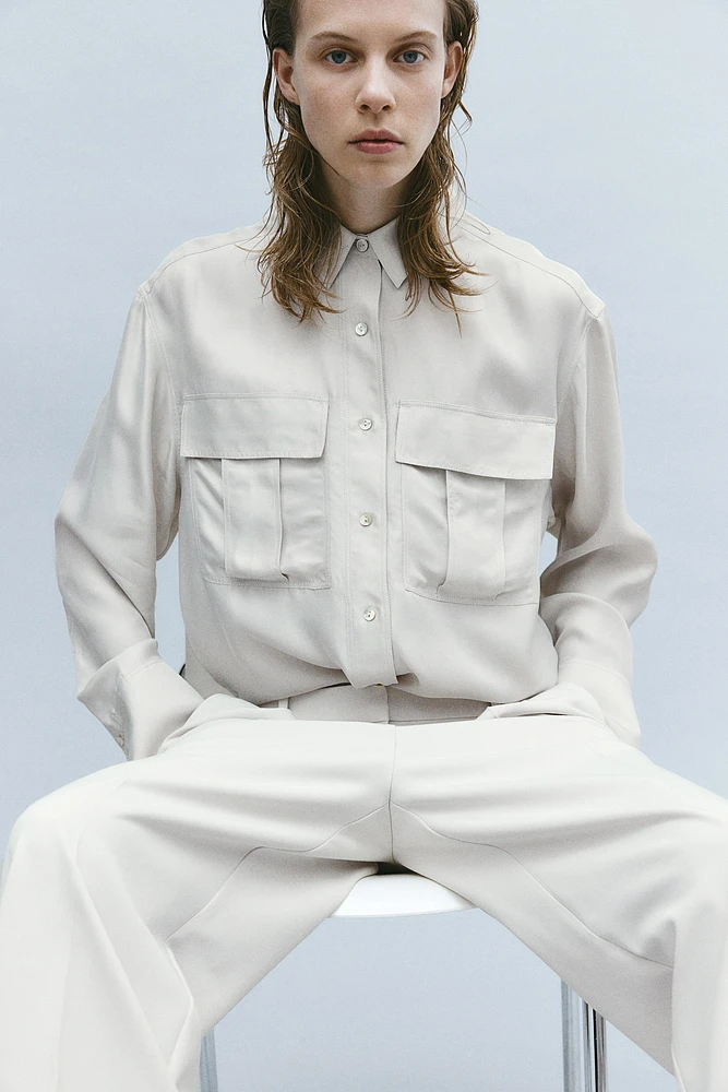 Silk-blend Utility Shirt