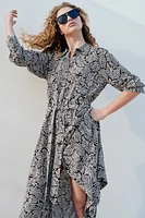 Tie-belt viscose shirt dress