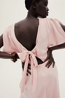 Tie-Back Satin Dress