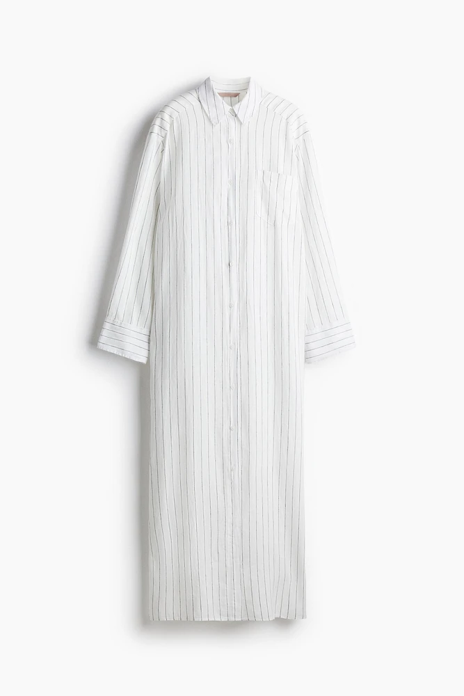 Linen-Blend Shirt Dress