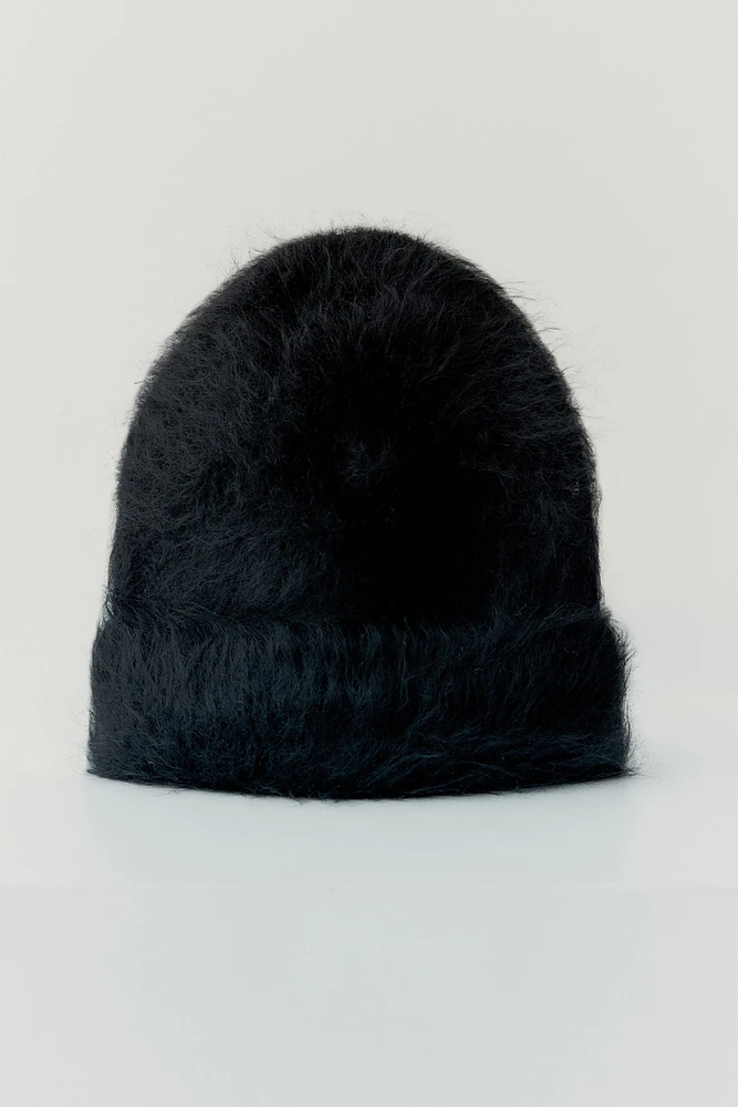 Fuzzy Mohair-Blend Beanie