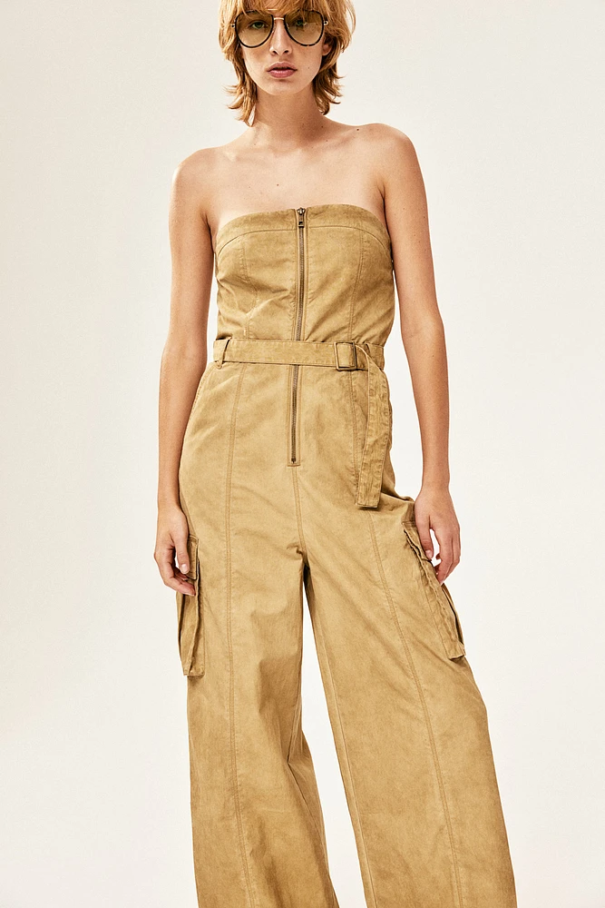 Belted bandeau jumpsuit