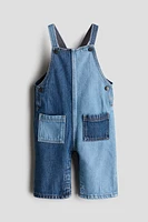 Patched Denim Overalls