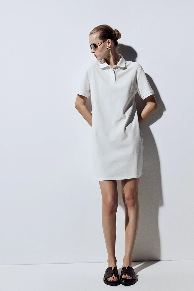 Cotton Piqué Dress with Collar