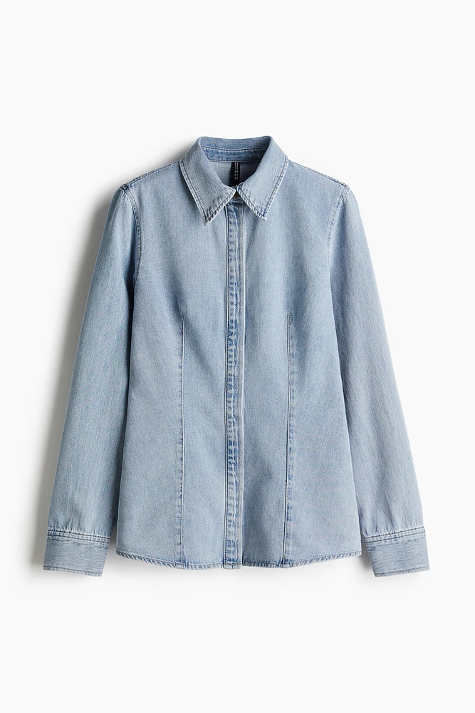 Tapered-Waist Denim Shirt