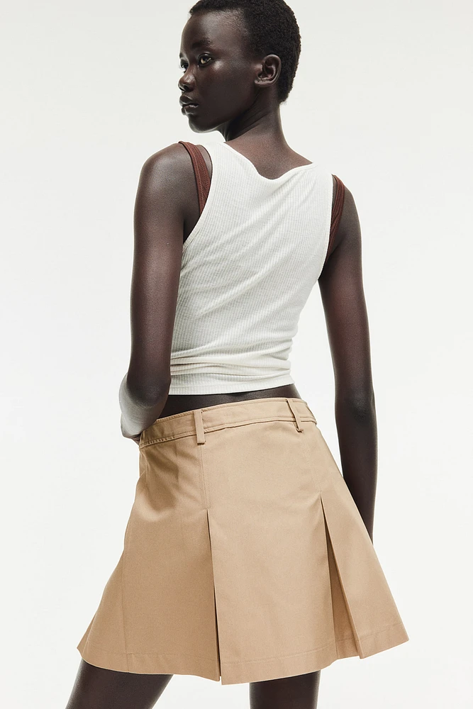 Pleated Twill Skirt