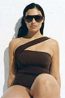 Padded-Cup One-Shoulder Swimsuit
