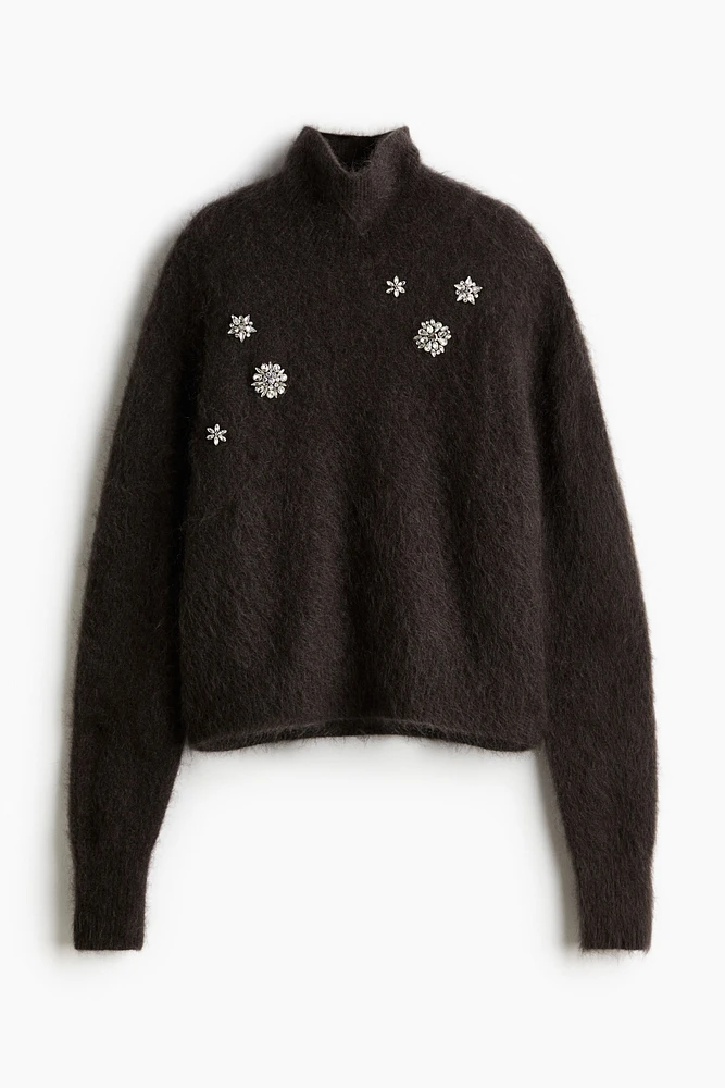 Rhinestone-Embellished Mohair-Blend Sweater