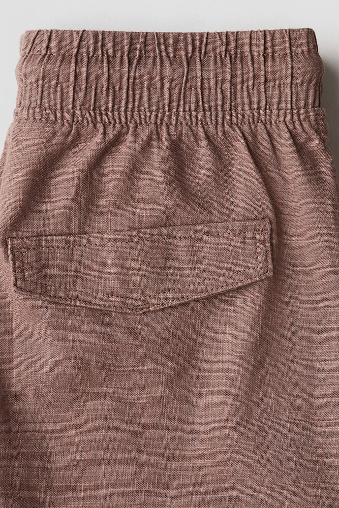 Linen-Blend Cargo Shorts