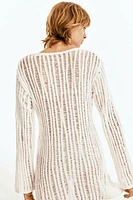 Ladder-stitch-look Knit Mini Dress