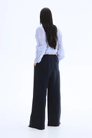 Wide-Leg Linen-Blend Pants