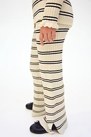 Flared Rib-Knit Pants