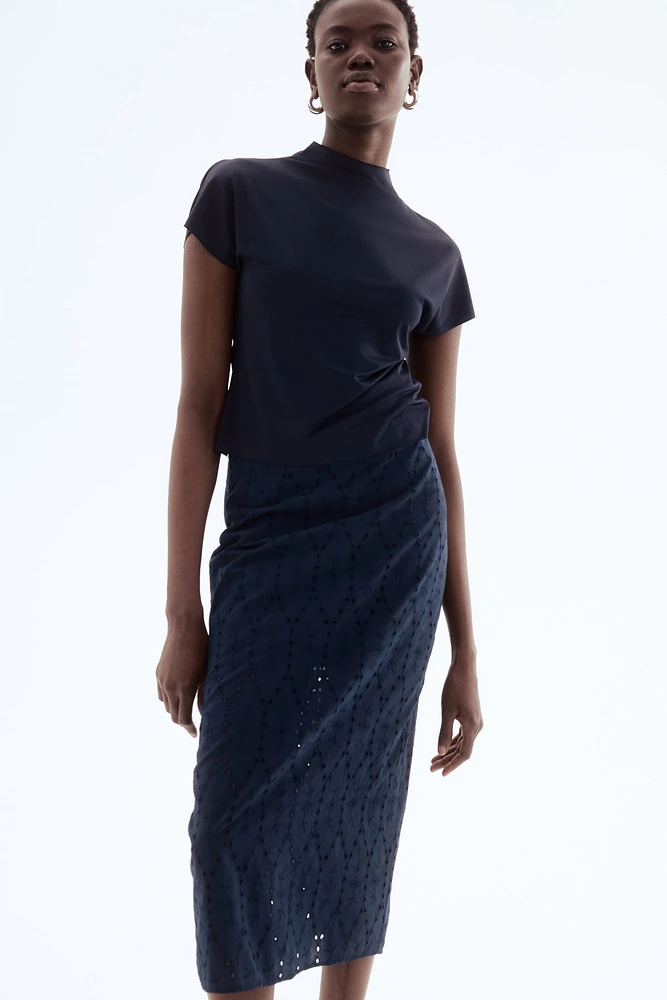 Eyelet-Embroidered Pencil Skirt