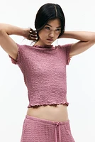 Crinkled Top with Overlocked Trim