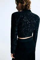 Cropped Embellished Blazer