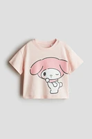 Print-motif cotton T-shirt