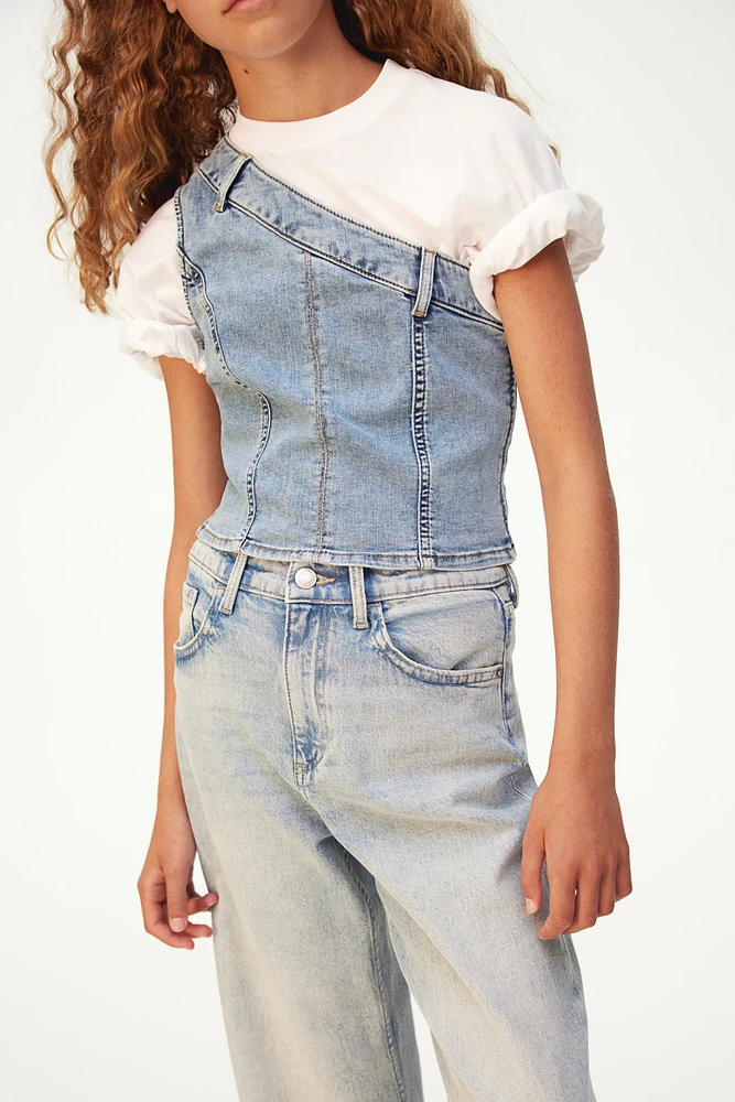 Denim One-Shoulder Top