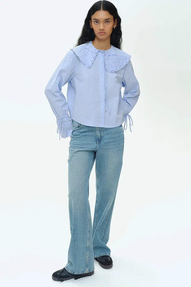 Poplin Blouse with Eyelet Embroidery