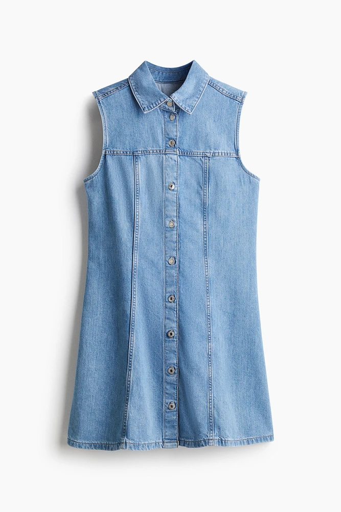 Robe chemise sans manches en denim